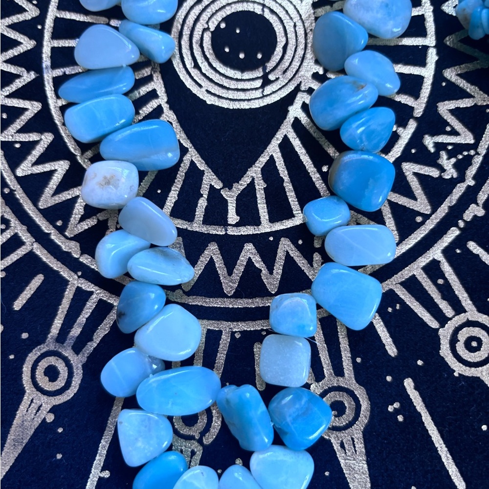Natural light blue Larimar or Amazonite stone necklace & matching bracelet. - Picture 5 of 8